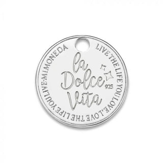 Mi Moneda-MMM DOLCE VITA DELUXE TAG ROUND 15MM 925 SILVER SWAROVSKI CRYSTALS