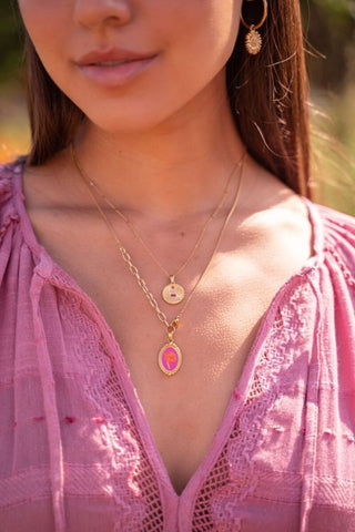 My Jewellery Casa fiore ketting met roze bloemen hanger