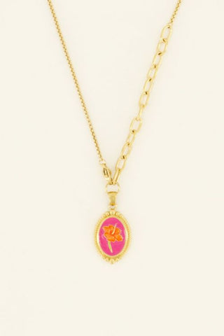 My Jewellery Casa fiore ketting met roze bloemen hanger