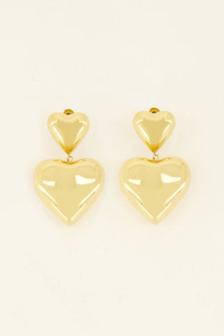 My Jewellery Statement oorbellen met twee hartjes