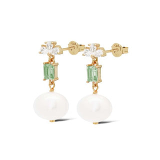 Karma Oorknoppen Symbols XL Bowie Zirconia Pearl Green