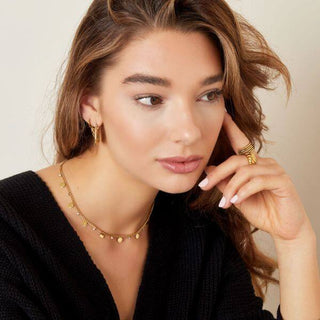 Bijoutheek Collier Scheiben und weiße Steine