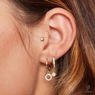 Yehwang Earring morningstar gold crystal 0287920-108