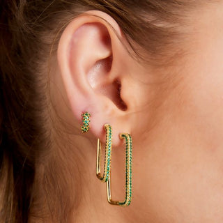 Yehwang Earring oval hoop zirconia