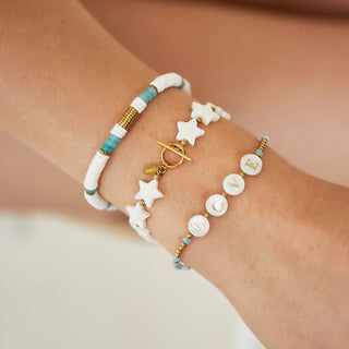 Bijoutheek-Armband (Schmuck) Scheiben blaue und grüne Perlen
