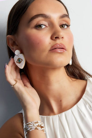 Bijoutheek Ear Studs Heart Lucky Eye