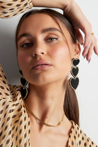 Bijoutheek Ear Studs 3 Hearts Small Beads