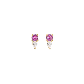 Dottilove Ear Studs Tiny Round Triangle Fuchsia