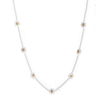 Go Dutch Label Collier kralen witte bloemen