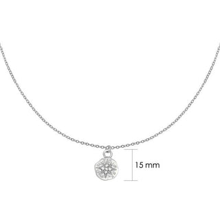 Yehwang Ketting hammered star strass zilver