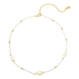 Yehwang ketting schelp wit/goud