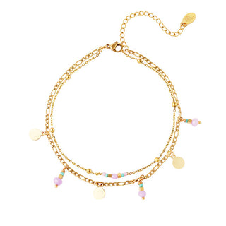 Kopen paars Yehwang Enkelsieraad Ice Blue Kralen Discs Goud