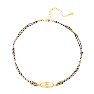 Yehwang Ketting Geluks Kraal Zwart Wit Touw