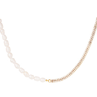 Yehwang Collier Duo Parels 2 Rijen Strass