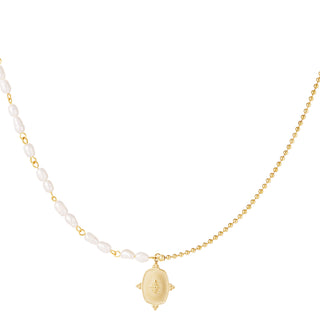 Yehwang  Ketting Parels Bedel Goud