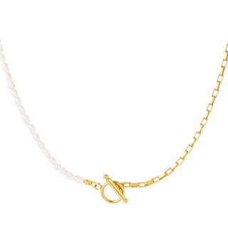 Yehwang  Ketting Schakels Parels Goud