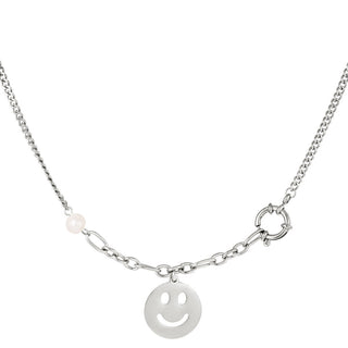 Kopen zilver Yehwang  Ketting Smiley Parel Goud