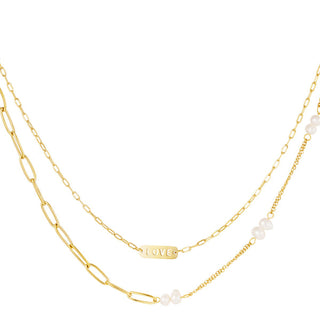 Bijoutheek Halskette Love Pearls Double Silber (38-48 cm)