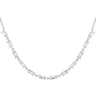 Kaufen silber Bijoutheque-Halskette mit quadratischen Steinen
