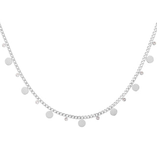 Kaufen silber Bijoutheek Collier Scheiben und weiße Steine