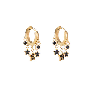 Kopen zwart Go Dutch Label Oorringen strass sterren