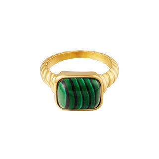 Yehwang Ring Ring Squares Stone Gold
