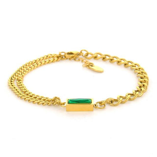 Kopen goud Kalli Kalli Armband (Sieraad) Vierkante Steen Groen