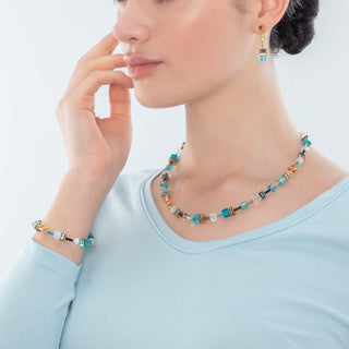 Coeur de Lion Geocube Ketting Iconic necklace gold turquoise