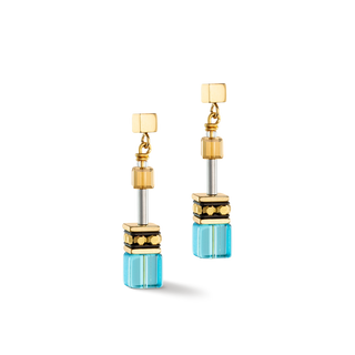 Coeur de Lion Geocube Oorbel Iconic goud turquoise