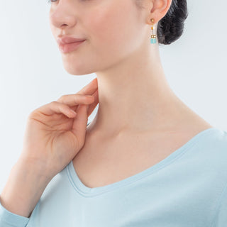 Coeur de Lion Geocube Oorbel Iconic goud turquoise