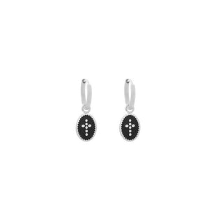 Yehwang Earring cross coin black/silver