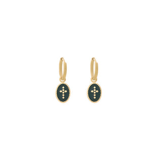 Yehwang Earring cross coin black/gold