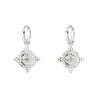Yehwang Earring eye blue stone silver