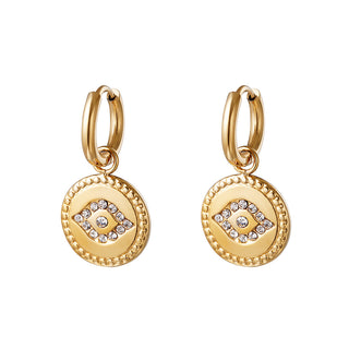 Yehwang Earring Coin Eye Crystal