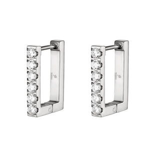Yehwang Ohrring Quadrat Strass Silber