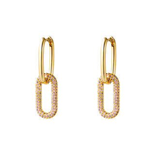 Koop pink Yehwang Earrings Earring Two Oval Hoops Zirconia