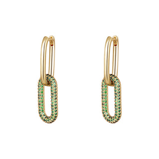 Koop green Yehwang Earrings Earring Two Oval Hoops Zirconia