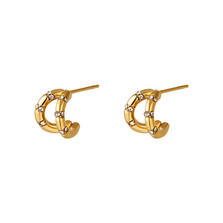 Yehwang Oorknop 2 hoops strass