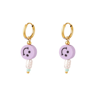 Yehwang Ohrring Smiley Pearl mehrere Farben Gold