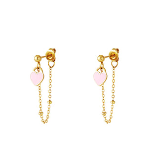 Yehwang Stud Earring Heart Necklace