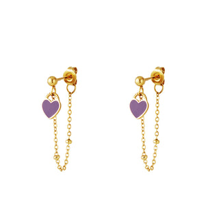Yehwang Stud Earring Heart Necklace
