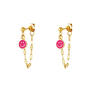 Yehwang Ear Stud Smiley Necklace