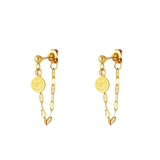 Yehwang Ear Stud Smiley Necklace