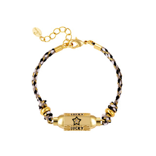 Yehwang Armband Zwart Wit Lucky Goud