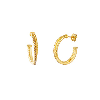 Yehwang Stud Earrings Crossing Rings White Rhinestone