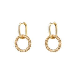 Koop gold Yehwang Earring Hoop with round zirconia