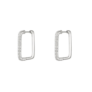 Koop silver Yehwang Earring oval hoop zirconia