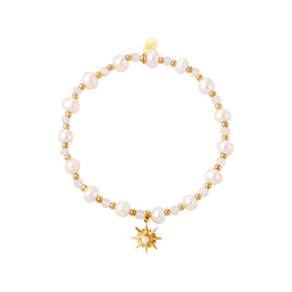 Yehwang Armband (sieraad) Witte Kralen Parels Zon Goud White