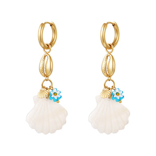 Bijoutheek Ohrringe Muscheln und blaue Blume