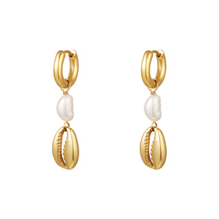 Bijoutheek Ohrringe Muschel und Perle Gold